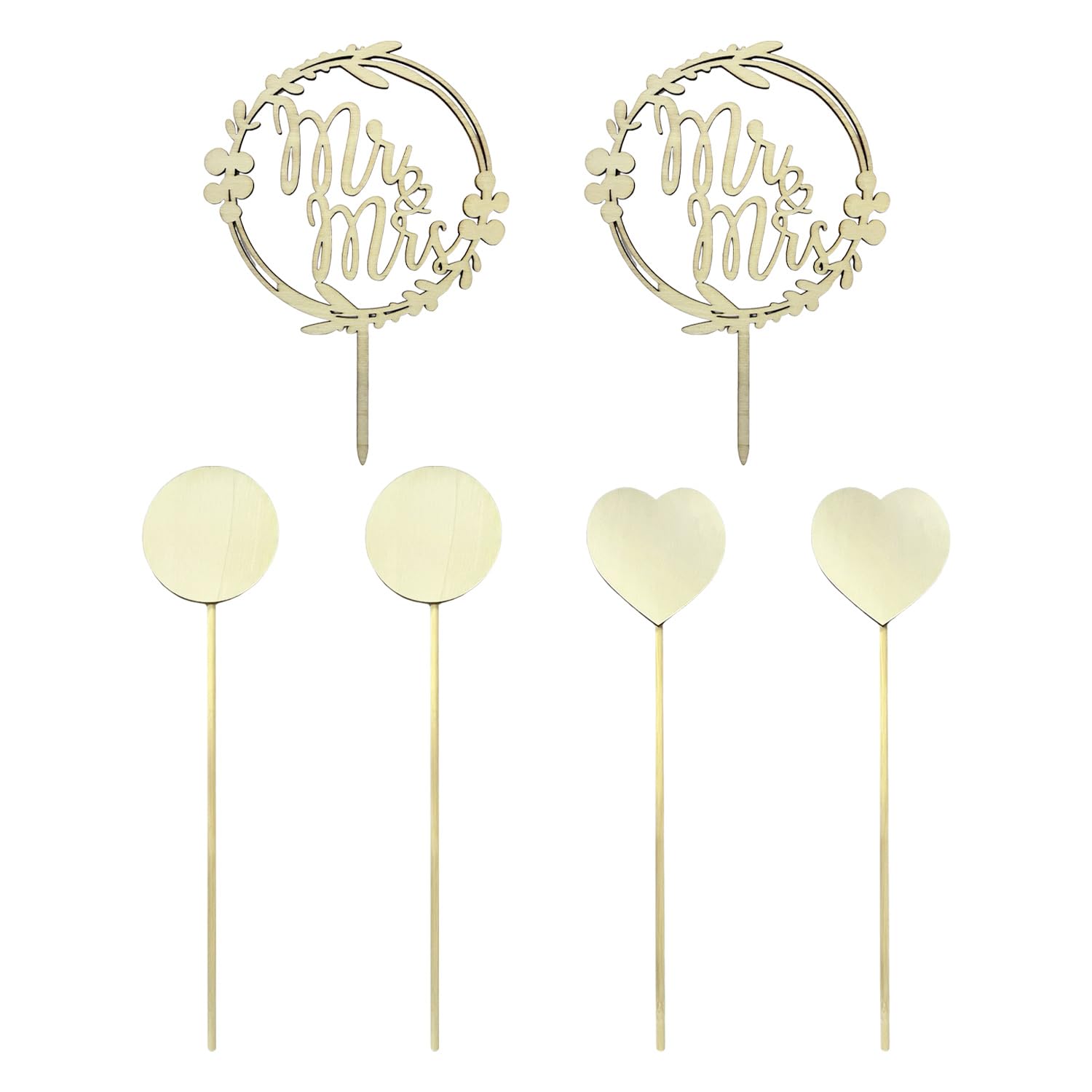Ubsiuh Men's Log Color 6 Pieces Of Wedding Cake Decoration, Wooden Simple Card Insertion, Cake Decoration, Dessert Desk Decoration, Wedding Supplies.
