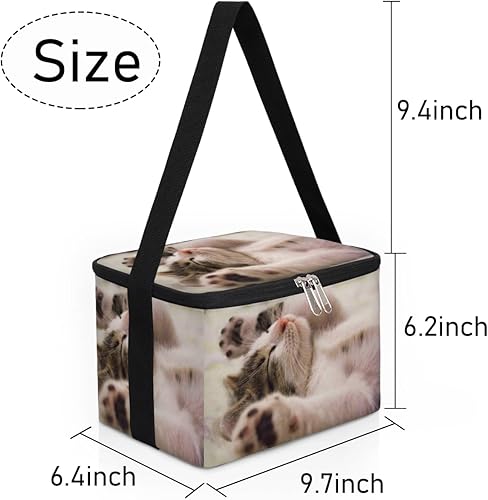Miniatura 7 de Bolsa de almuerzo con aislamiento de gato para mujer, reutilizable, bolsa cuadrada de comida para adultos y hombres, lonchera más fresca para el