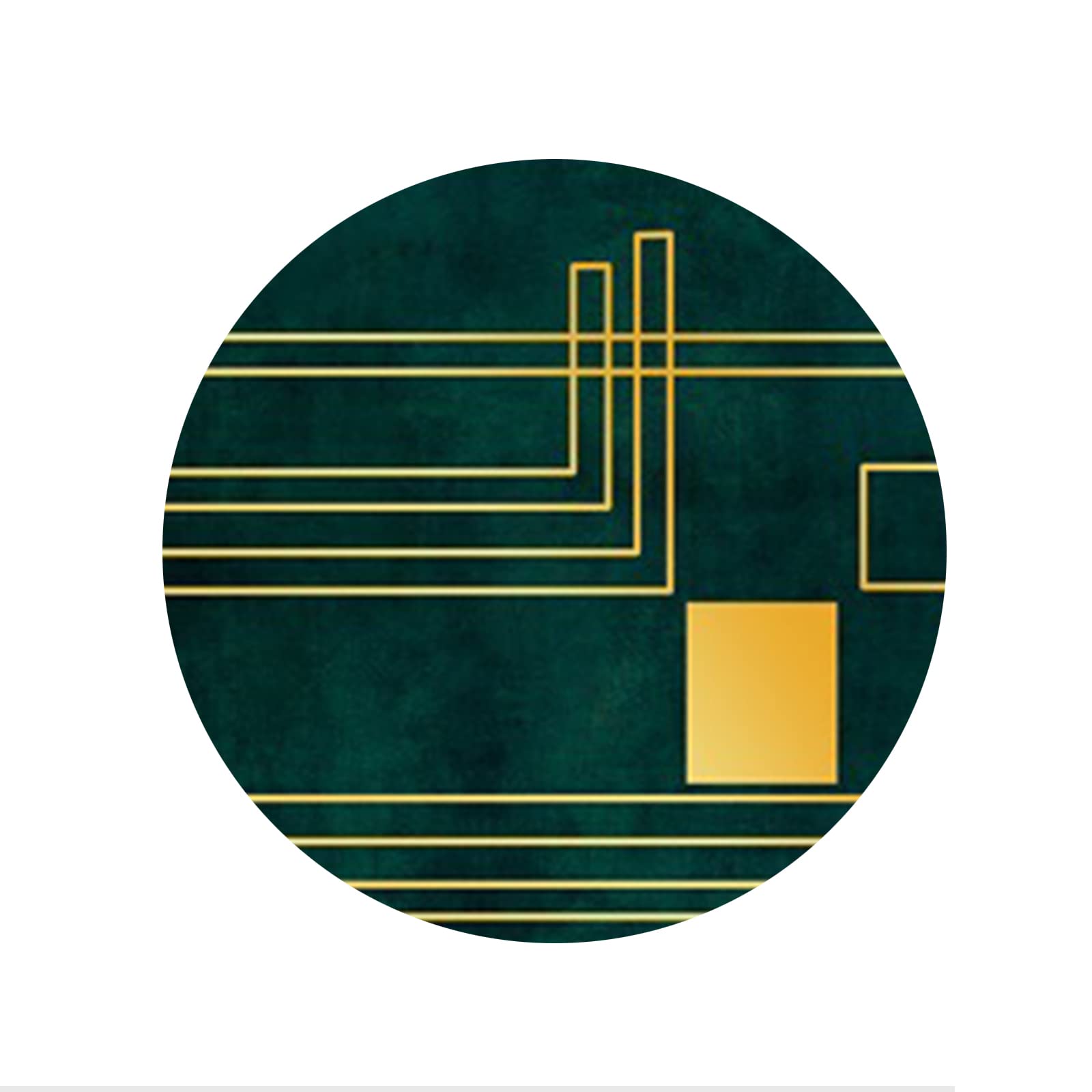 Tapis rond moderne géométrique vert doré antidérapant cuisine