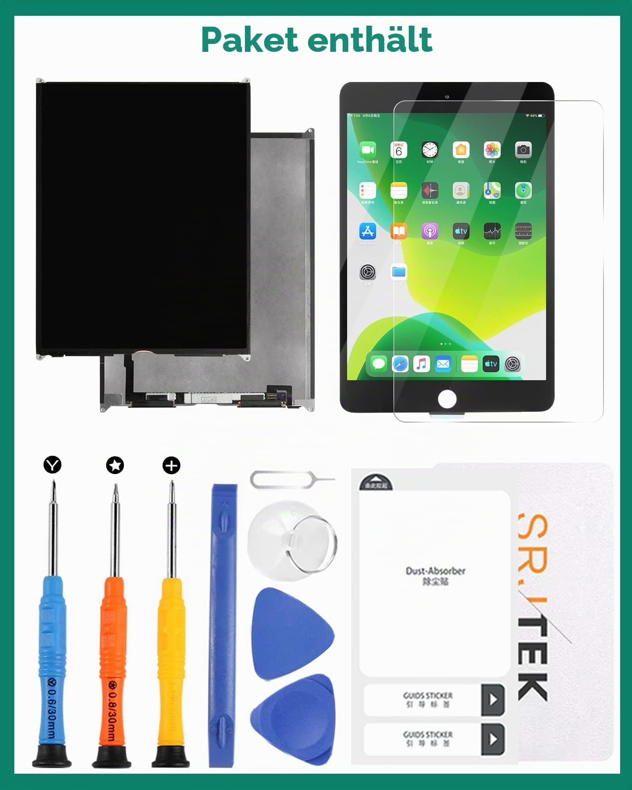 Für iPad 10.2 2019 2020 2021 LCD Display 7. 8. 9. Gen A2197 A2200 A2198 A2232 A2428, A2429, A2270, A2430 A2602, A2603, A2604, A2605 Bildschirm Ersatz mit Reparatursatz (Schwarz)