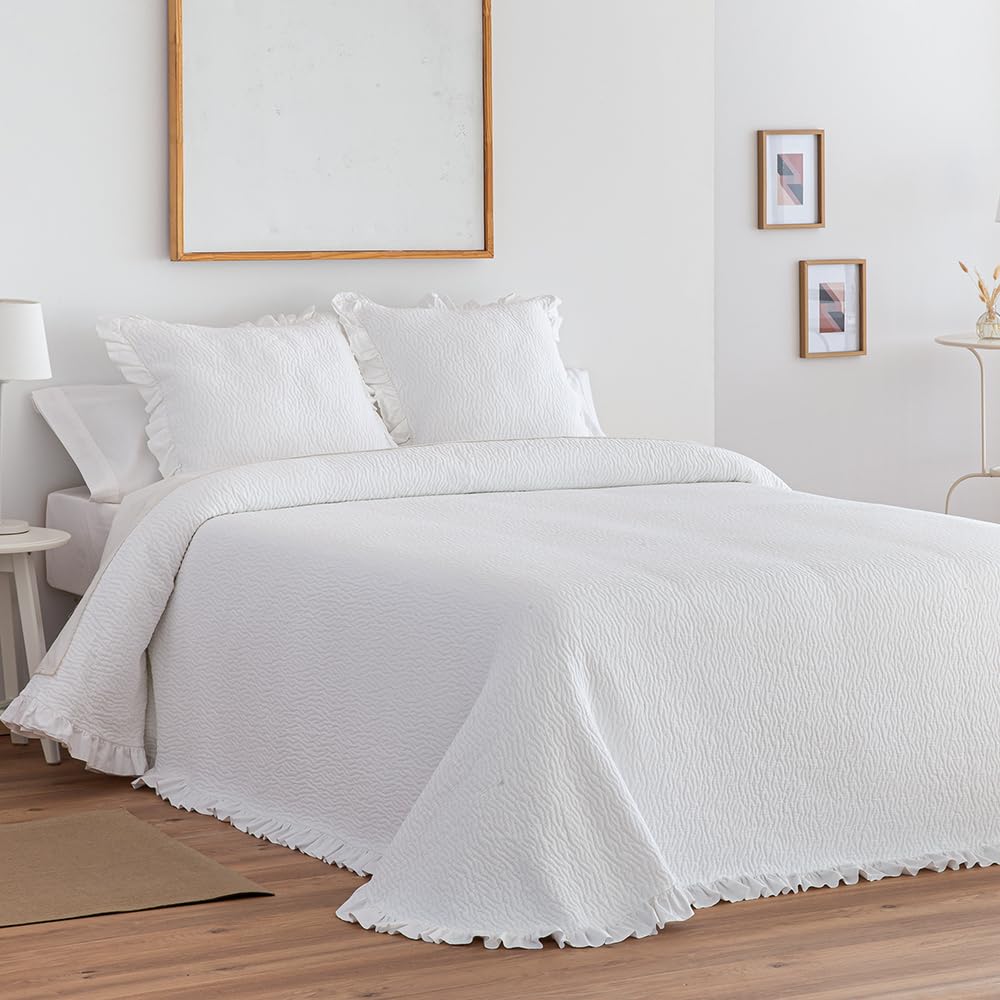 Colcha Jacquard Noa - 01 Blanco, 150 cm