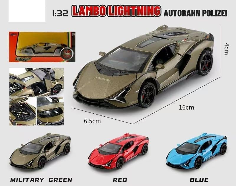 Image of Galaxy Hi-Tech Lamborghini Sian Toy Car 1:32 Exclusive Alloy Metal Pull Back Die-cast Car Metal Pullback Toy with Openable Doors & Light, Music Boys Gifts Toys for Kids【Colors as Per Stock】