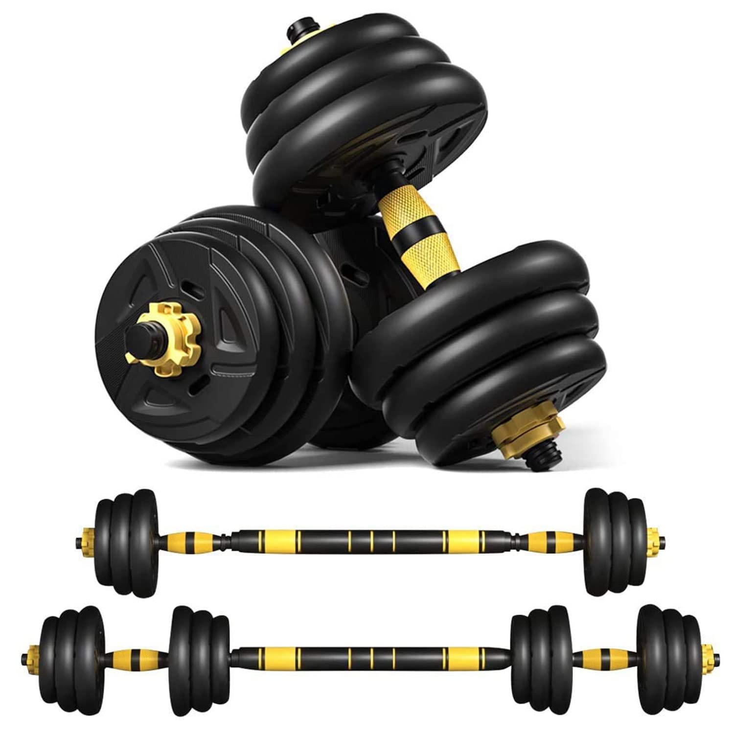 AiheArron Weights Dumbbell Barbell Set,3 in 1 Adjustable Weights Dumbbells With Connecting Rod,Home Fitness Set Gym Workout Exercise Training for Men Women