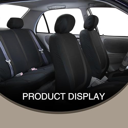 Miniatura 5 de Ajxn Juego completo de 9 fundas para asientos delanteros y traseros, líneas simples, transpirables y cómodas, protectores lavables y reutilizables,