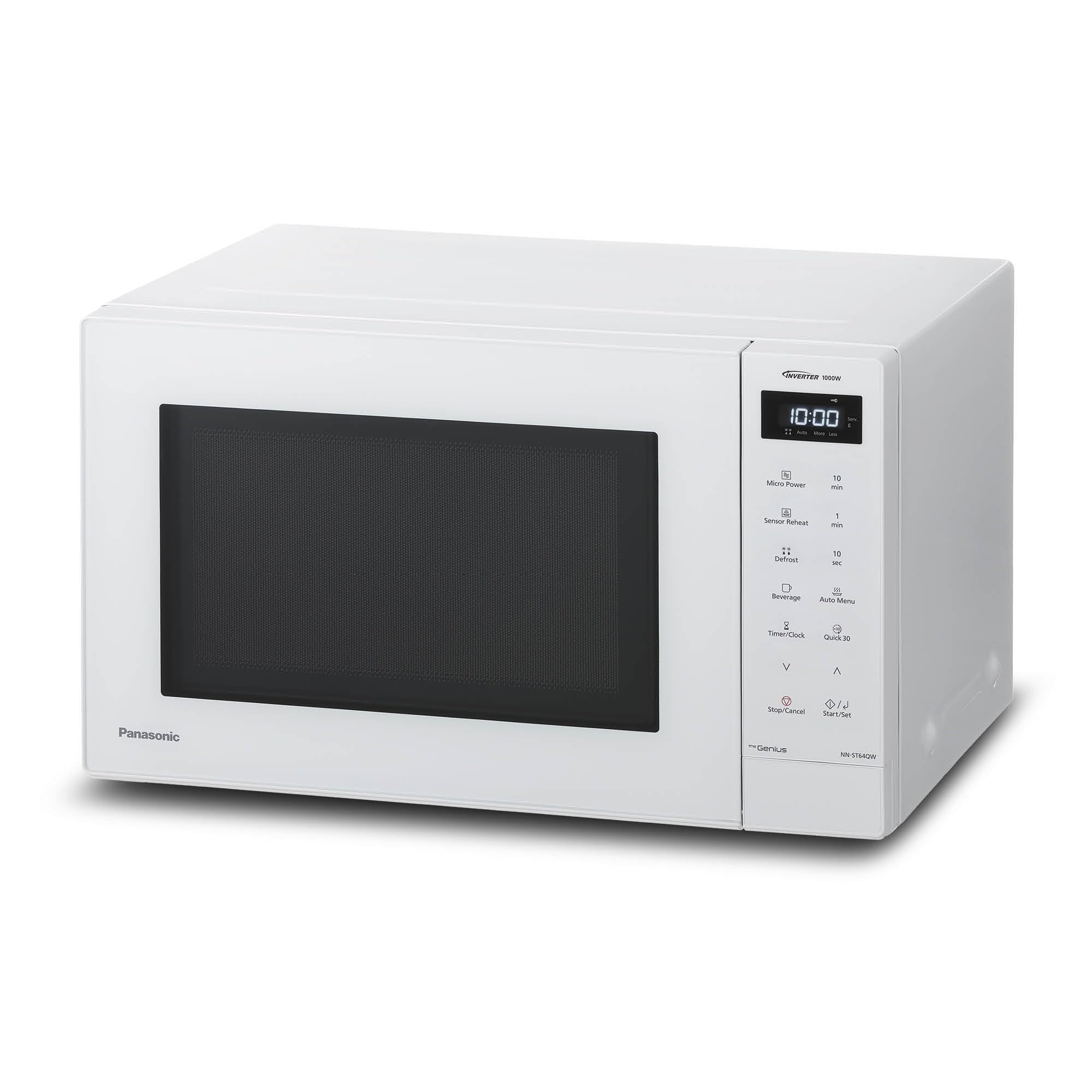 Panasonic NN-ST64QWEPG Microonde Solo Inverter 32L, 1000 Watt Potenza, 20 programmi automatici, Funzione Quick 30, Controllo Touch, Cottura Uniforme e Scongelamento, Bianco