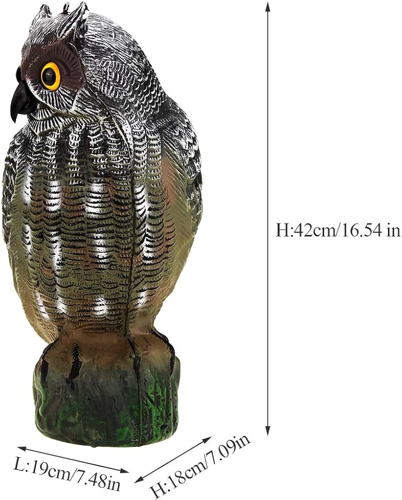 Solar Powered Owl Hunting Decoy Bird Scarer Deterrent Pest, 55 OFF
