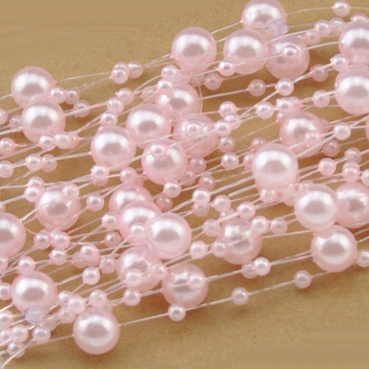 1ロール 197フィート 釣り糸 大小 イミテーションパール ストリングビーズ ガーランドフラワー ウェディングパーティー クラフト