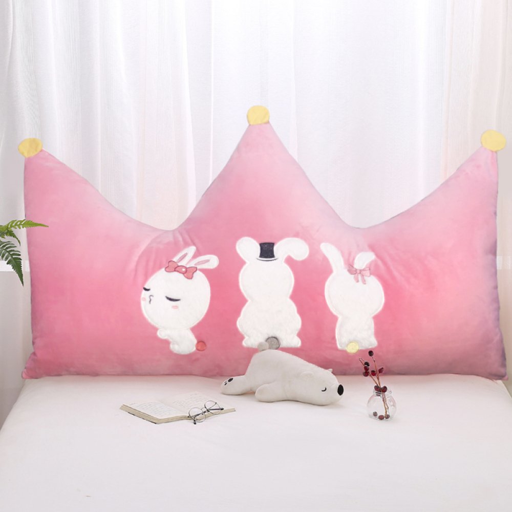 YJZQ - Coussin De Dossier En Forme De Couronne De Princesse Avec Oreilles - Décoration Douce Pour Canapé, Lit Ou Voiture - Rose