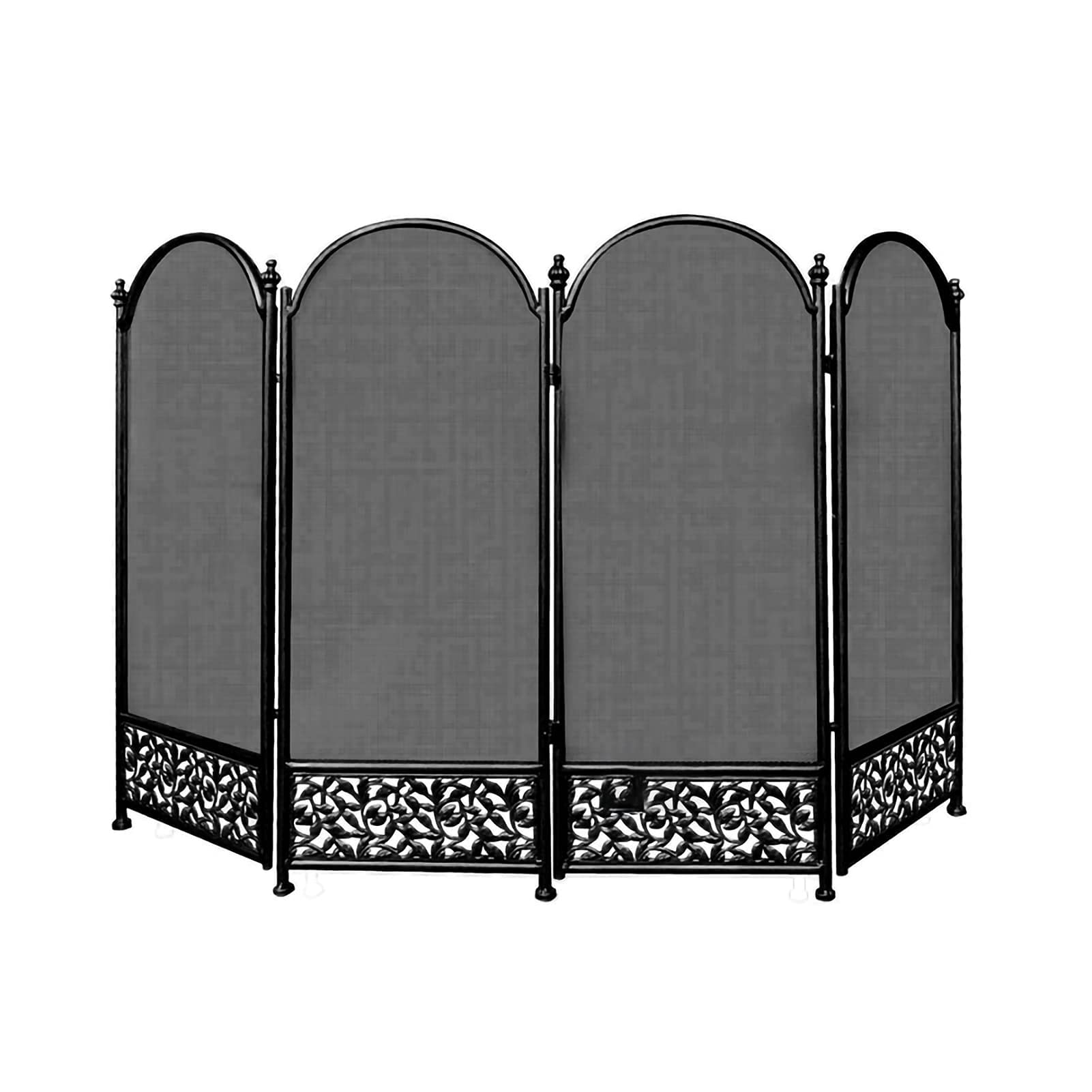 Parafiamma per Camino, 4 Pannelli Pieghevole in Ferro Battuto per Camino in Metallo Cancello in Piedi Rete Decorativa, Copertura in Acciaio Solido Parascintille per Neonati e Animali Domestici (Colore