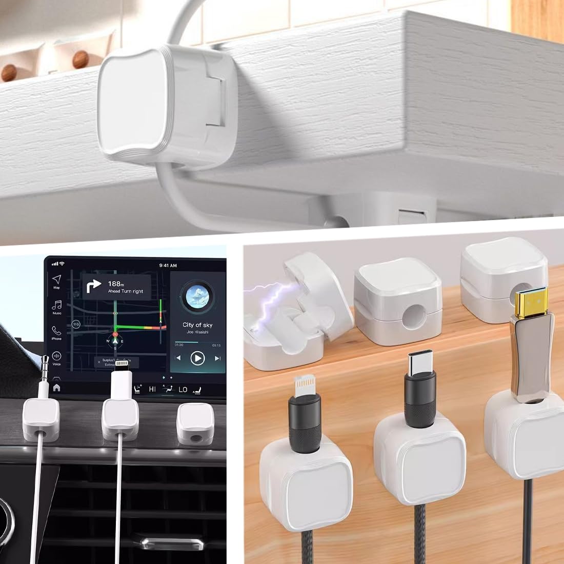 Organisateur Tiroir,Enrouleur De Câble En Silicone, Organisateur De Câbles De Voyage, Clips