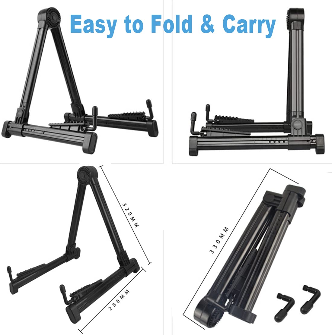 Support De Guitare Double Pliable - Trépied Réglable En Hauteur Pour Guitares Acoustiques, électriques, Basses, Ukulélés