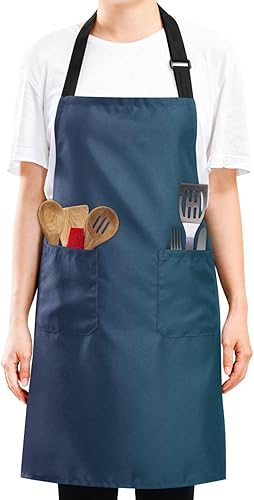 Miniatura 9 de RPLIFE Delantales azules Salvia, delantal impermeable, delantales para hombre, para cocinar, delantal de cocina