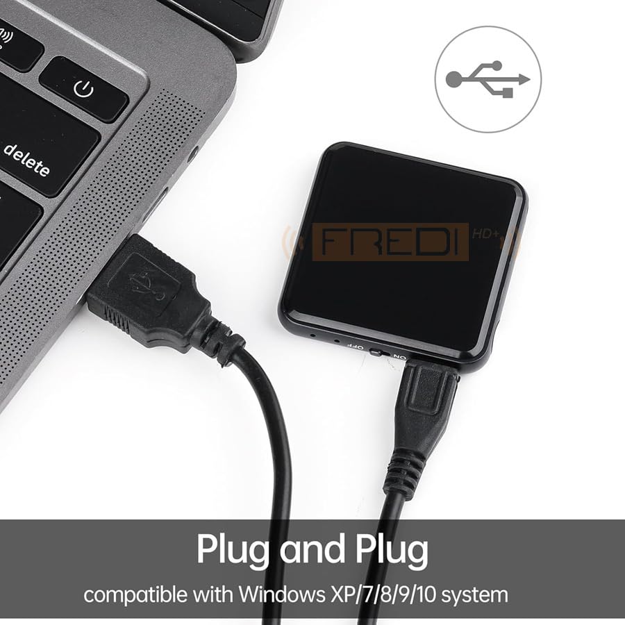 Image of FREDI HD PLUS Mini Digital Audio Recorder with 16GB Inbuilt Storage | Locket Style Portable Voice Recorder | USB Plug and Play File Transfer | Rechargeable Standalone Audio Recording Device
