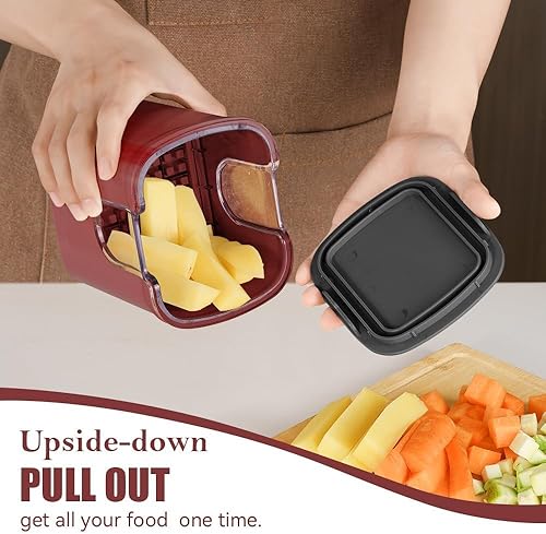 Miniatura 6 de Cortador de frutas y verduras Patatas fritas Cortador Patata Cebolla Tomate 3 Tamaños Dicer (ROJO)