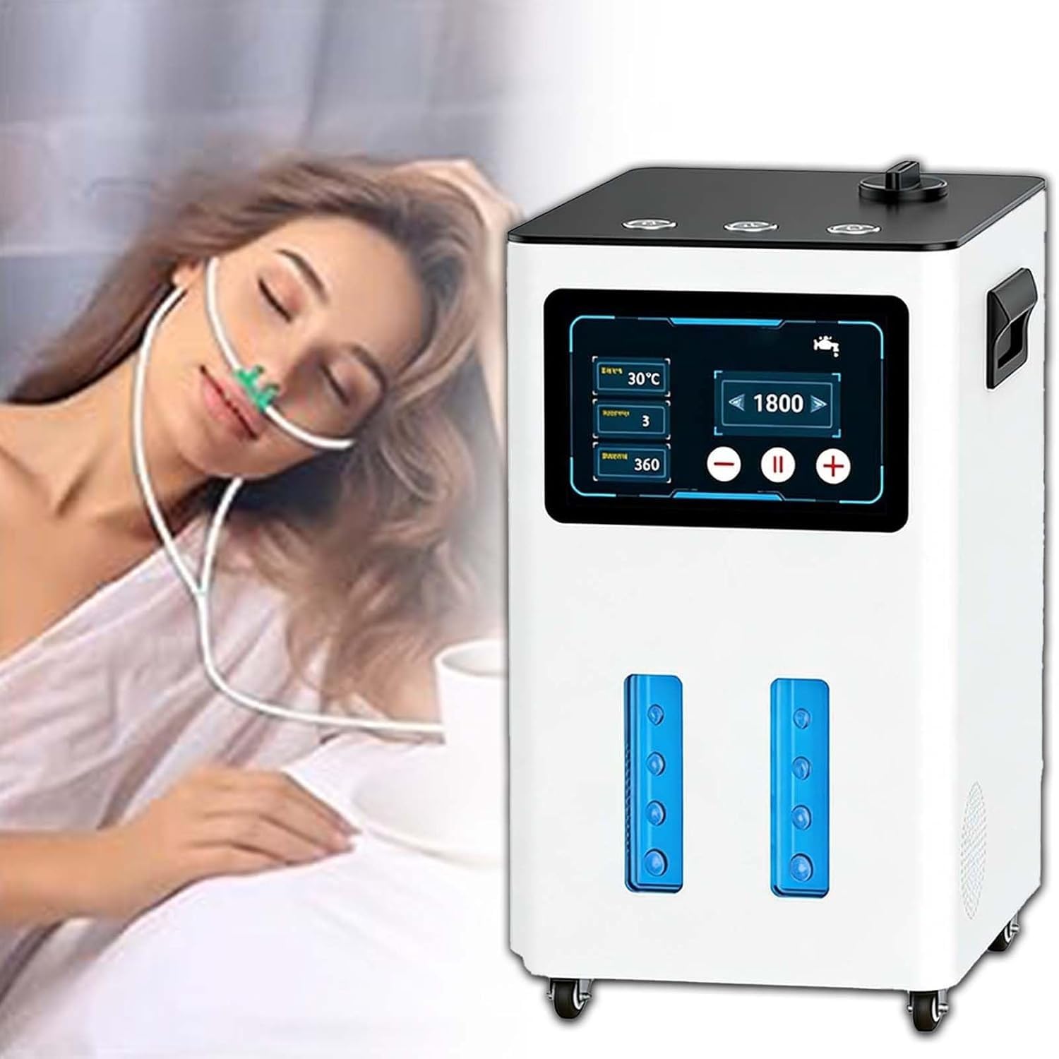 Inhalator Wodorowy Spe/Pem, Generator Wodoru O Czystości 99,99%, 7-Stopniowa Separacja Gazu Od Wody, Regulowany Timer 0,5-6 Godz., Ekran Dotykowy, Maks. 4200 Ml/Min, Cichy ≤40 Db(White,3000ml/min)