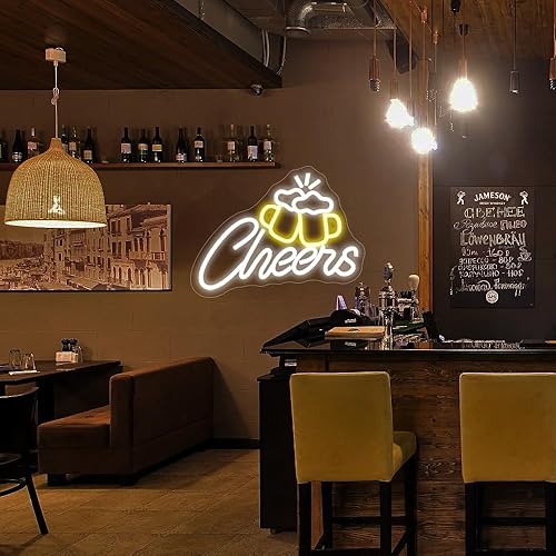 Miniatura 5 de Letreros de neón con texto en inglés "Cheers", para decoración de pared, hogar, bar, club, boda, compromiso, fiesta de cumpleaños, cerveza