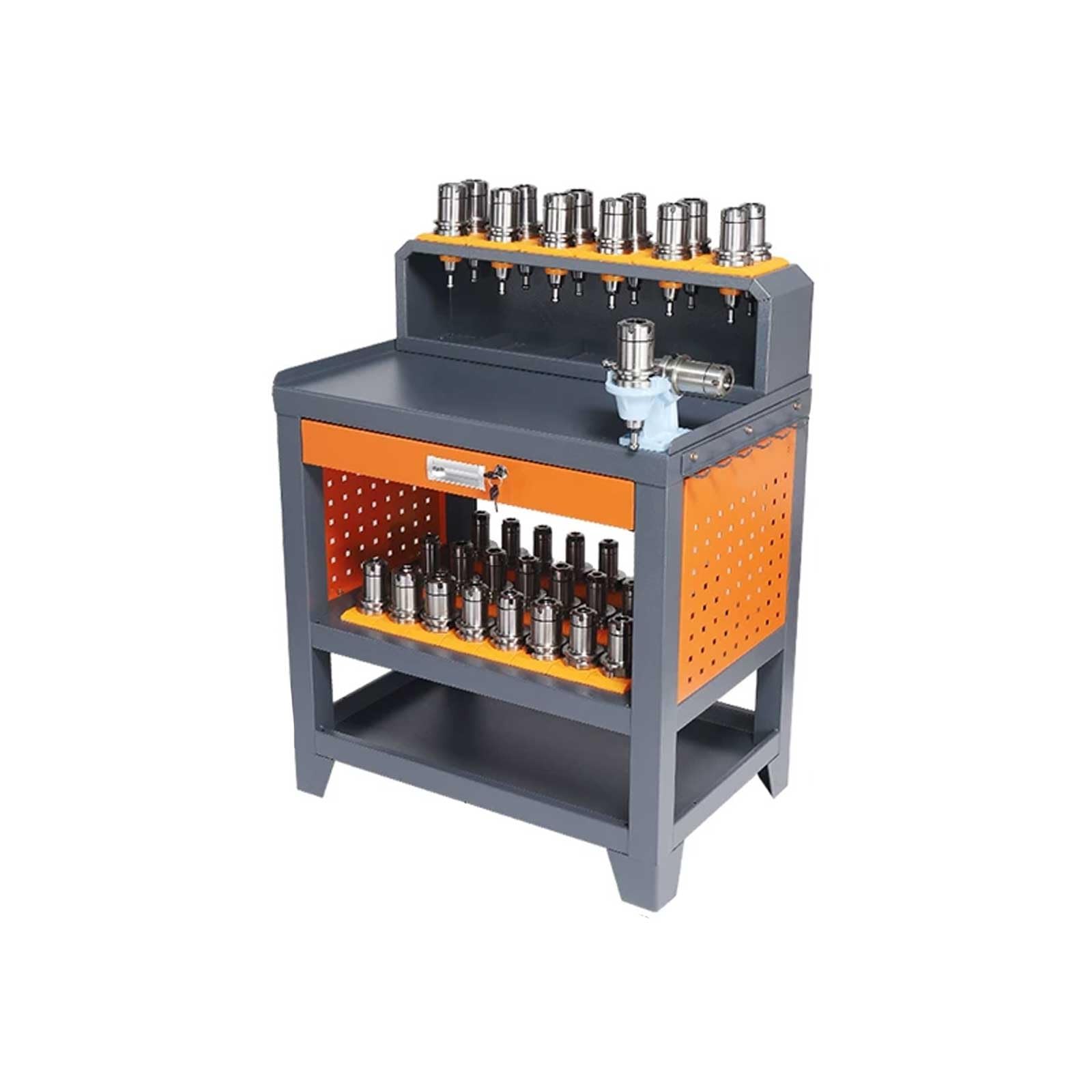Multi-Tier Workbench Garage Tool Organizer Cabinet with Pegboard, Hanging Parts Bins, Shelves for Workshop, Home, Industrial Use(A)