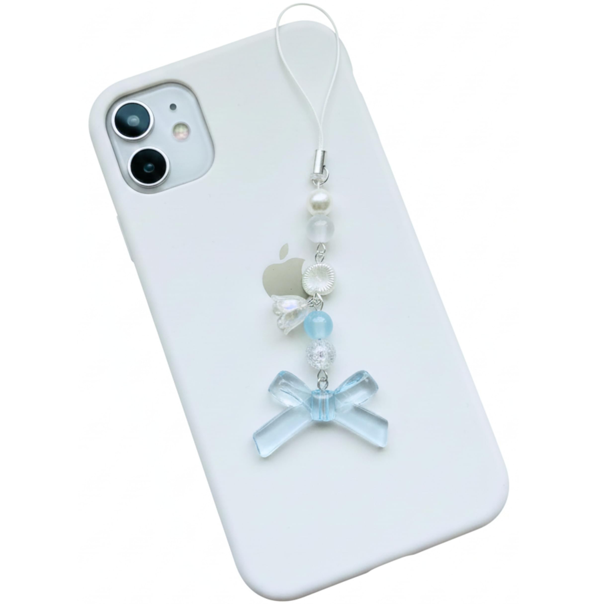 SNOWY SHOP Korean Silver Bow Phone Charm – Cute Heart & Starfish Pendant | Aesthetic Korean Mobile Chain, Bag Hanging & Keychain Jewelry for Girls & Women