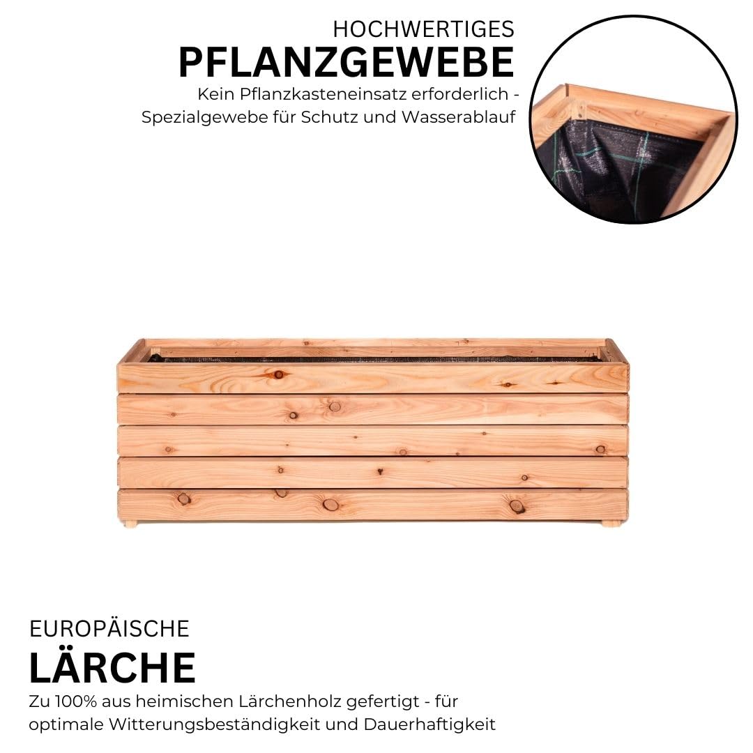 Mega Holz Pflanzkübel MODULO 120x30x39 cm (BxTxH) - wetterfester Blumenkasten aus heimischen Lärchenholz - Blumenkübel aus witterungsbeständiger Lärche für Garten, Terrasse und Balkon, Modular, Holz