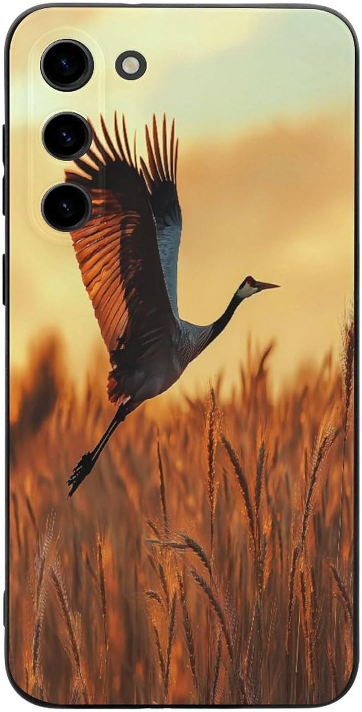 Crane Bird Wheat Field Personalized Phone Case Cover Compatible with Galaxy S23/S23 Plus/S23 Ultra