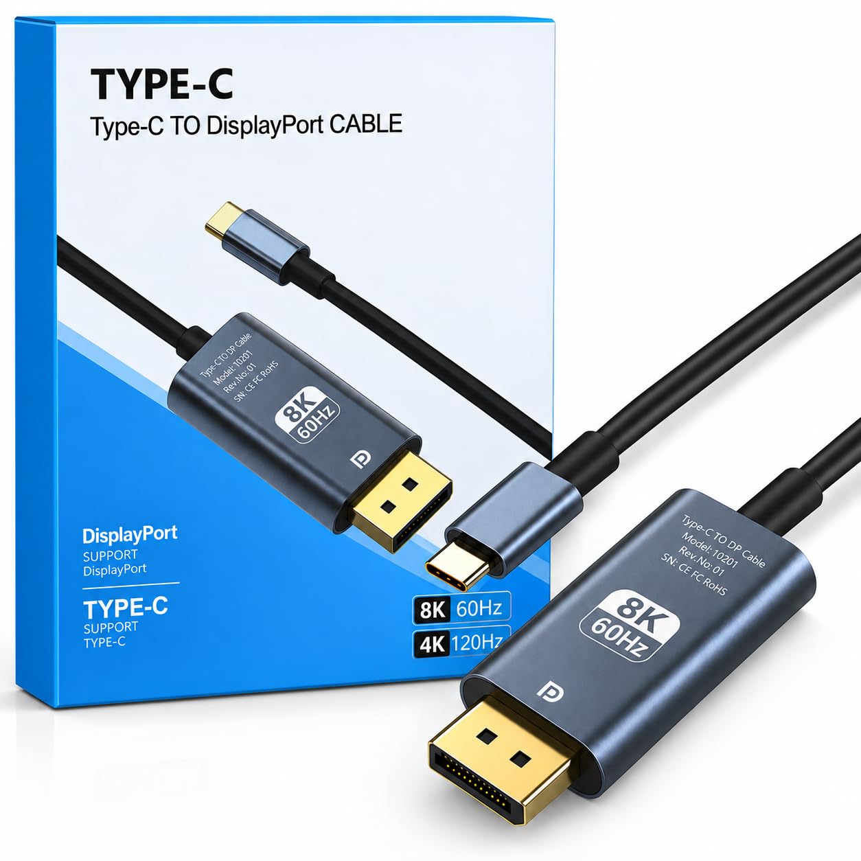 microware 8k@60hz unidirectional usb c to displayport 1.4 cable 1.5m 4k 240hz type c thunderbolt 4/3 to dp cord 32.4gbps compatible for iphone 16/15, macbook pro/air, ipad, mac mini, galaxy, xps