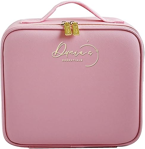 Bolsa de maquillaje de viaje con espejo de luz LED, estuche de maquillaje con divisores ajustables, estuche de maquillaje con espejo y espejo de