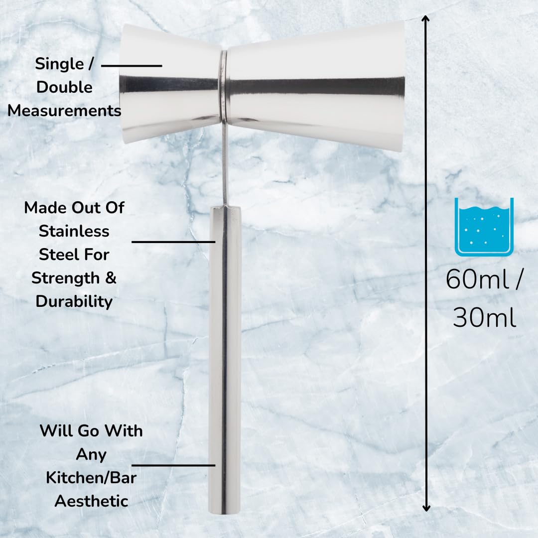 Silver Stainless Steel Cocktail Double Jigger - Professional Bartender
