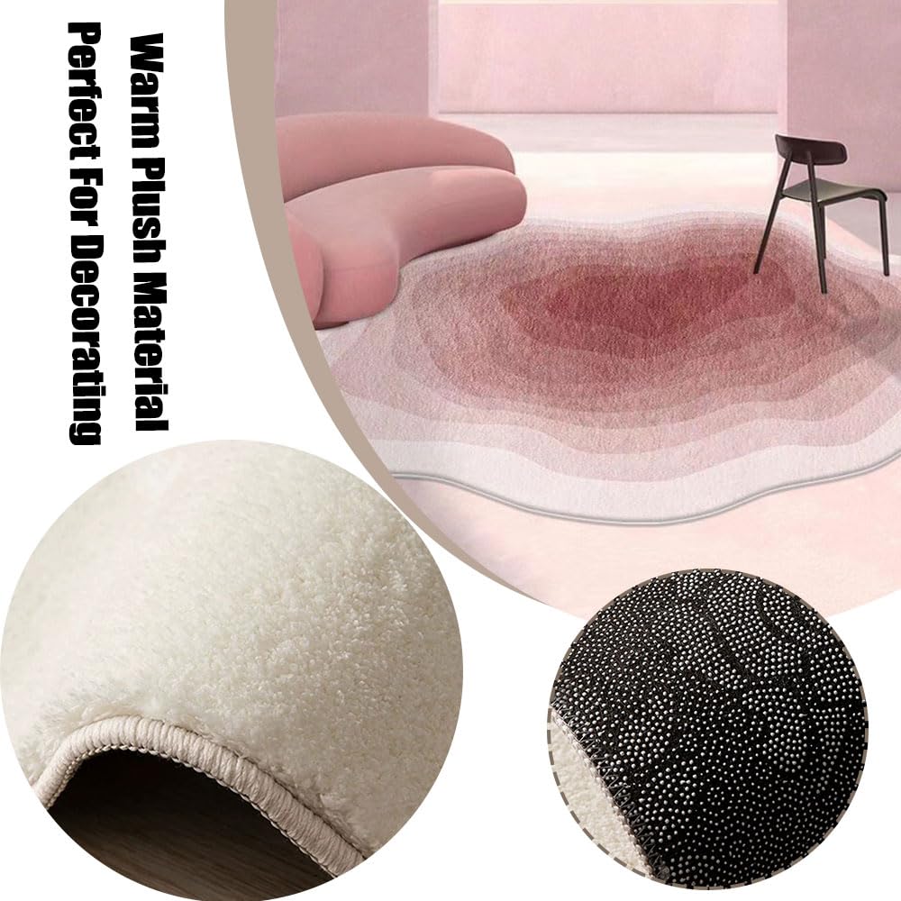 Tappeto in morbido peluche a pelo corto, antiscivolo, design irregolare, lavabile, per soggiorno, radice di loto, 80 x 160 cm, perfetto per decorare la casa