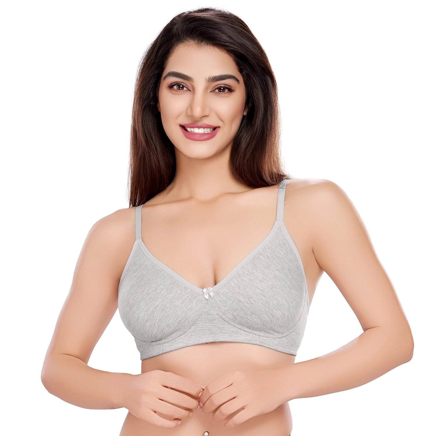 juliet Women's Non Padded Solid Cotton Tshirt Bra (KAJAL Grey 38B)-picture-25