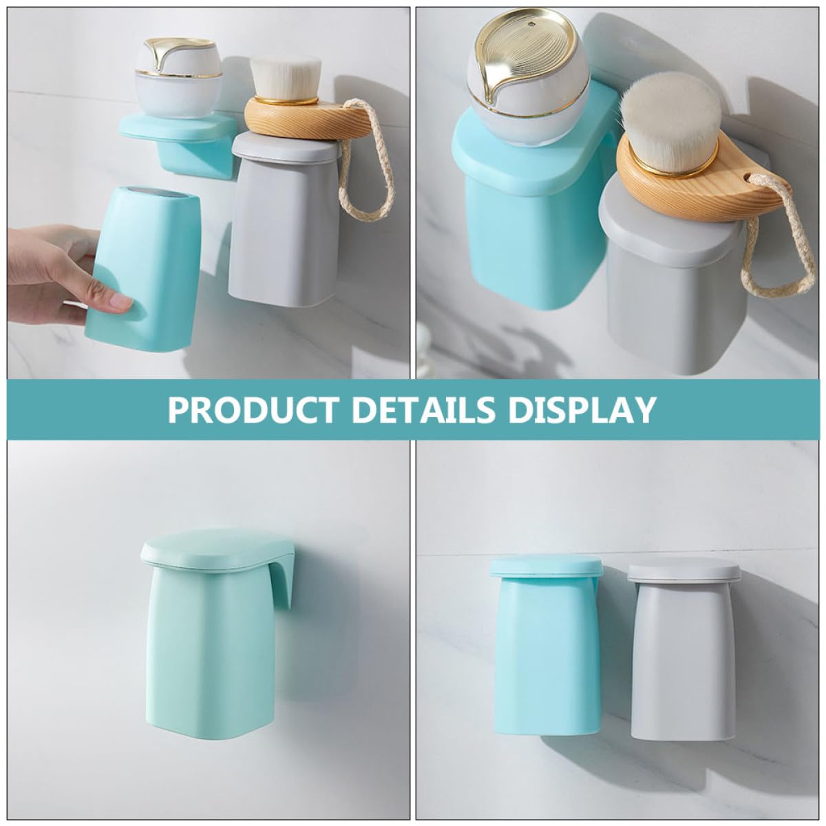 Artibetter Portaspazzolini da Bagno Magnetico da Parete 4 Pezzi in Pp Semplice per Casa Adesione Potente e Prevenzione Polvere senza Perforazione