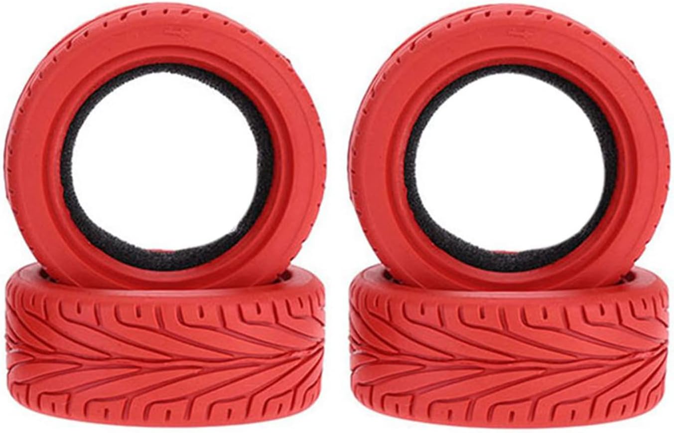1/10 RC On-Road Car Tyres, 65mm Rubber RC Tire for 1/10 HSP Tamiya HPI Kyosho RC On Road Run-flating Car (Green)
