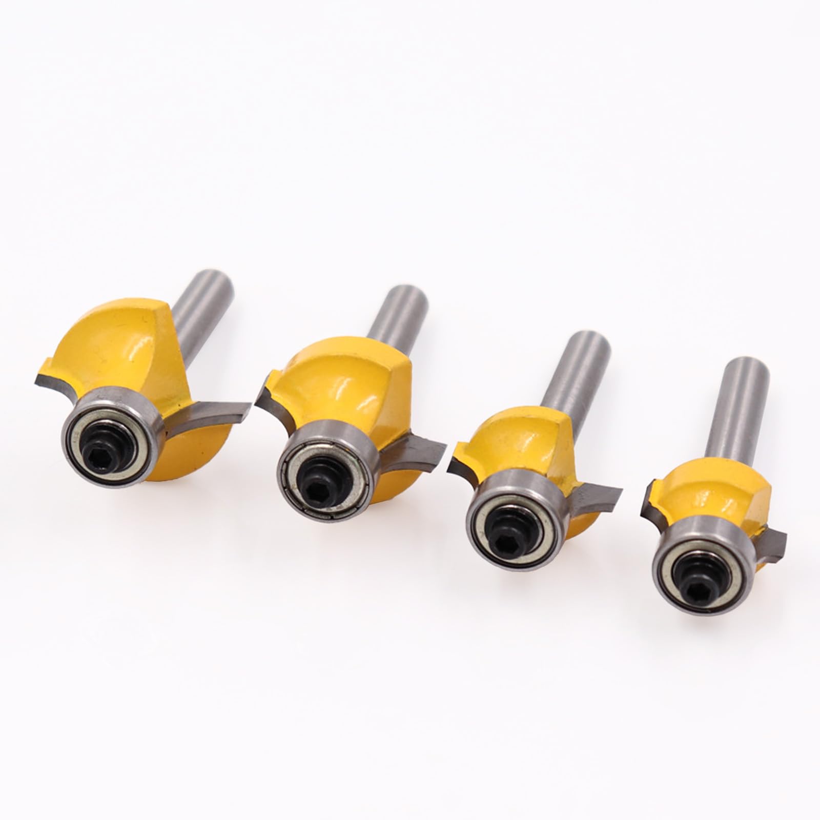 1/4 Inch Shank Round Over Router Bits Set, 4 Pcs Rounding Over Router Bits (1/4", 1/8", 3/16", 5/16") Radius
