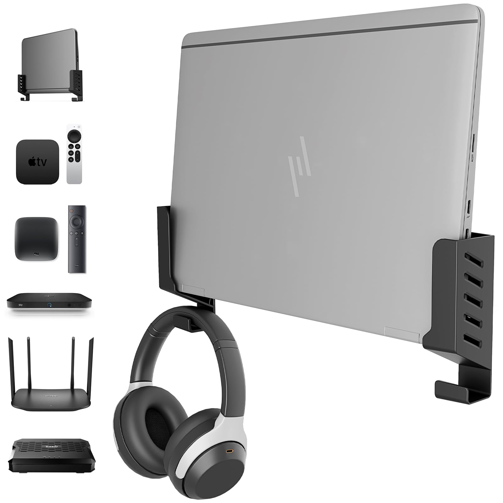 sciuU Multi-Functional Wall Mount Stand - for Laptops, Routers, TV Boxes, Network Switches, Modems Keyboards- compatible with Macbook/Notebook/ASUS/Lenovo/HP/Dell, for Decive Thick < 4cm