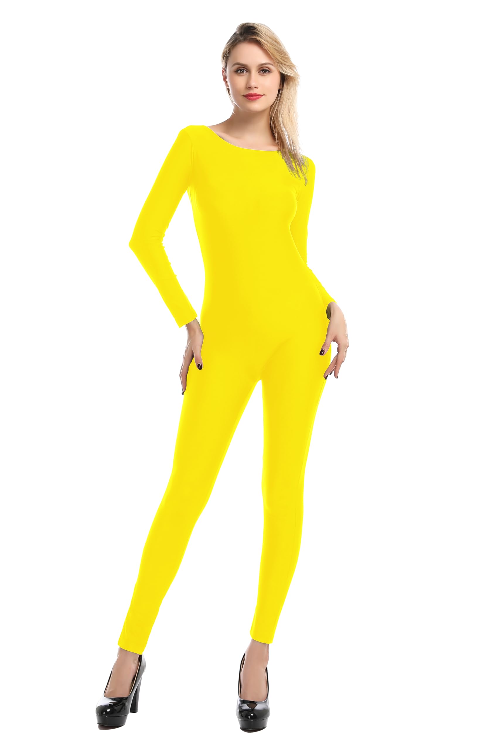 Carnavalife Body complet de danse extensible à manches longues et col rond pour femme, pour gymnastique, ballet ou cosplay