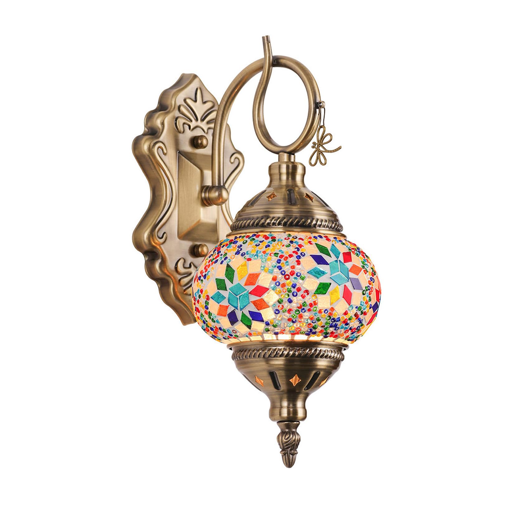 Yjmgrowing Turkish Mosaic Glass Wall Lamp Handcrafted Moroccan Wall Sconces