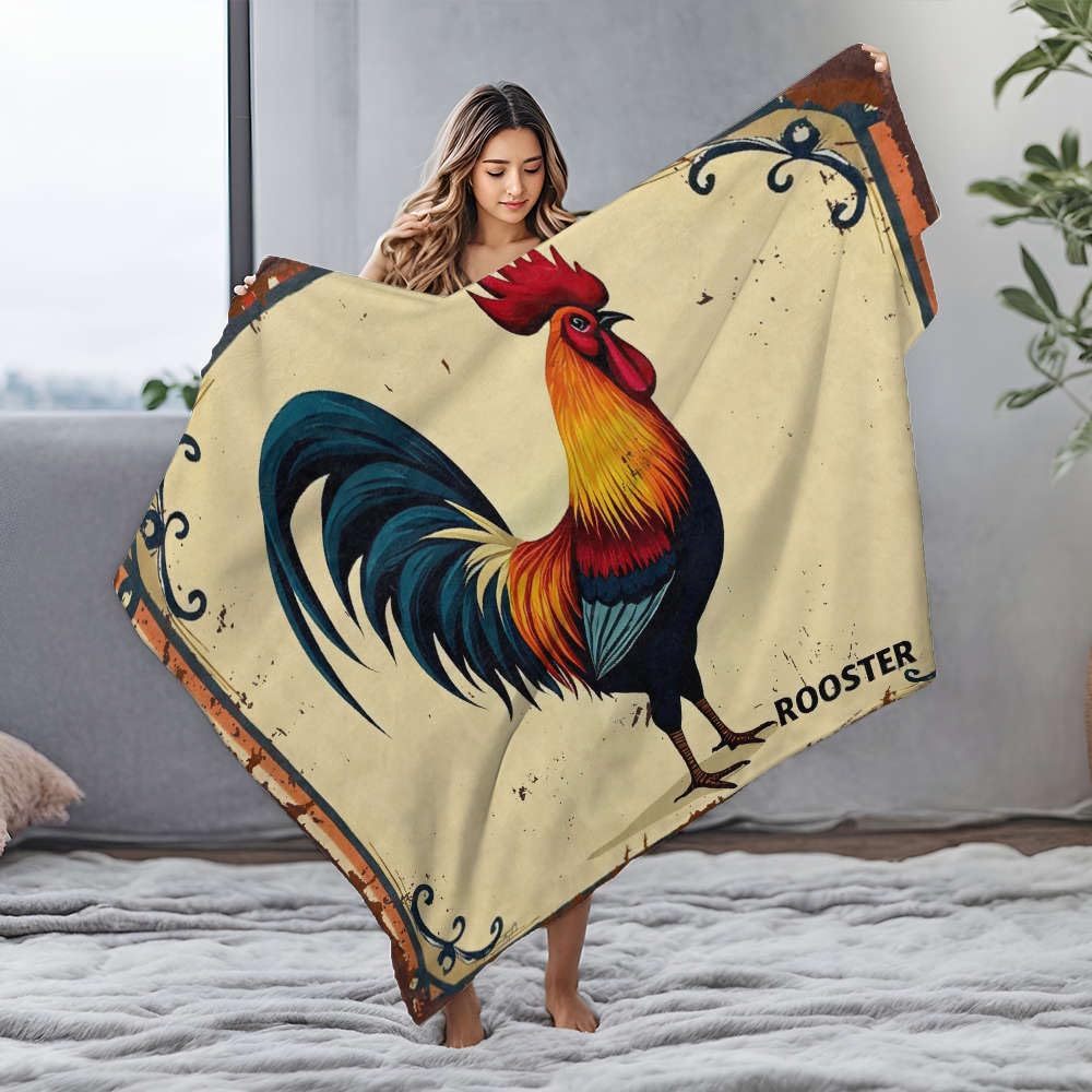 Couverture de plage coq coloré en flanelle 150x200cm pour Pâques