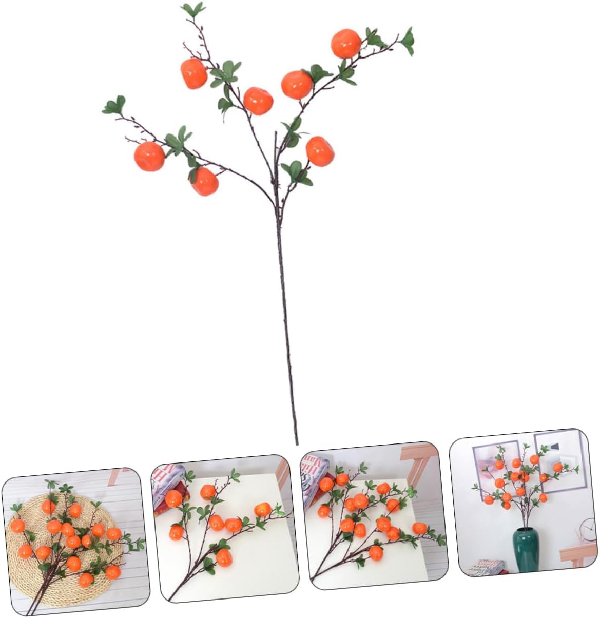 ORFOFE Decorative Fruits Branch Simulated Orange Ornament Artificial Plant for Home Tabletop Decor DIY Craft Project
