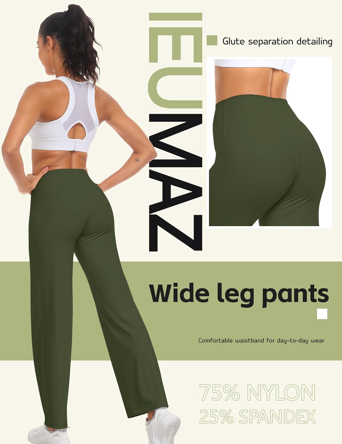 Women Straight Leggings Bottoms High Waist Gym Workout Leggings Stretch Casual Wide Leg Yoga Pants - Image 4