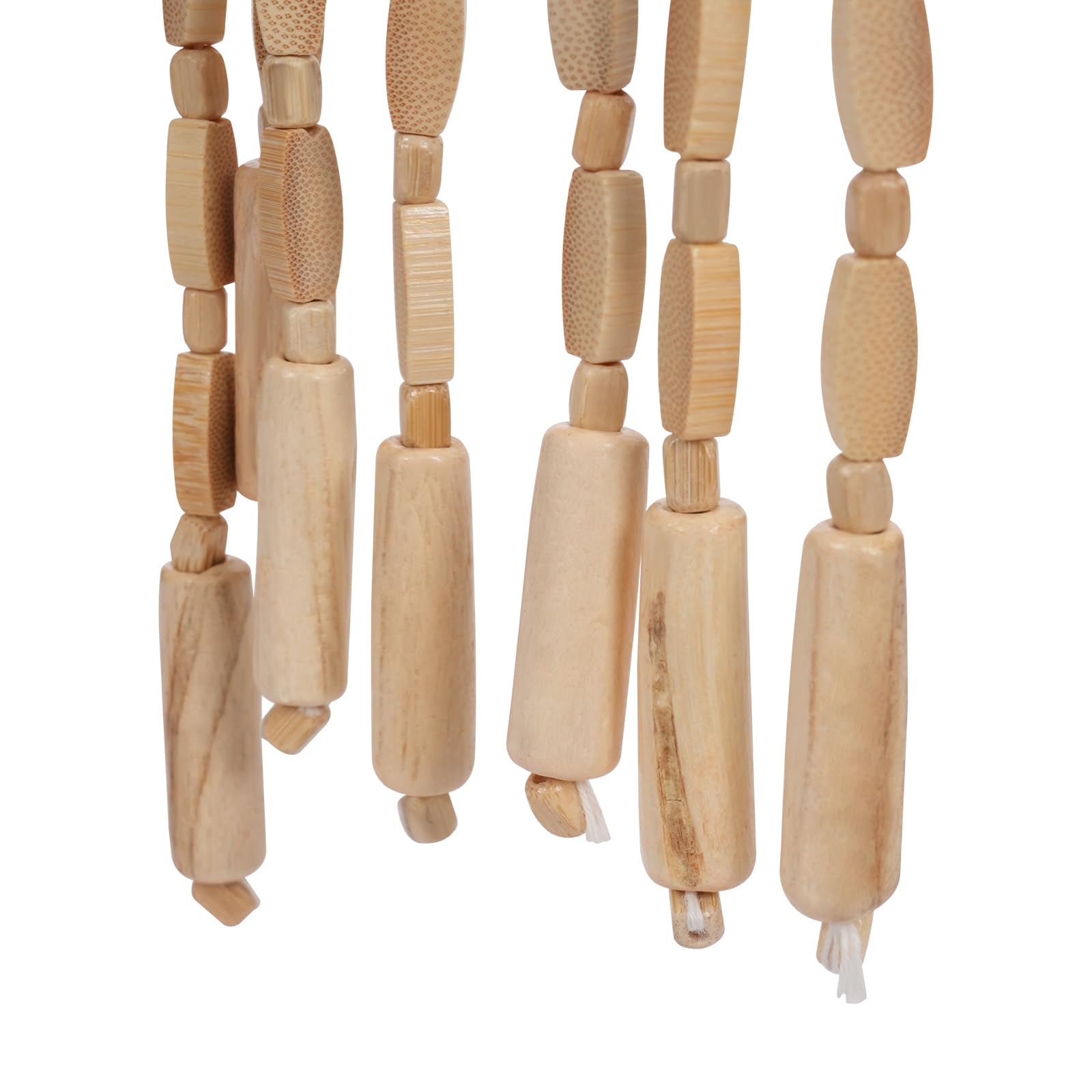 Tenda con perline in bambù, da porta, 52 fili, perline in legno stile retrò, perline naturali, tenda a fili, protezione da insetti e mosche, 90 x 200 cm