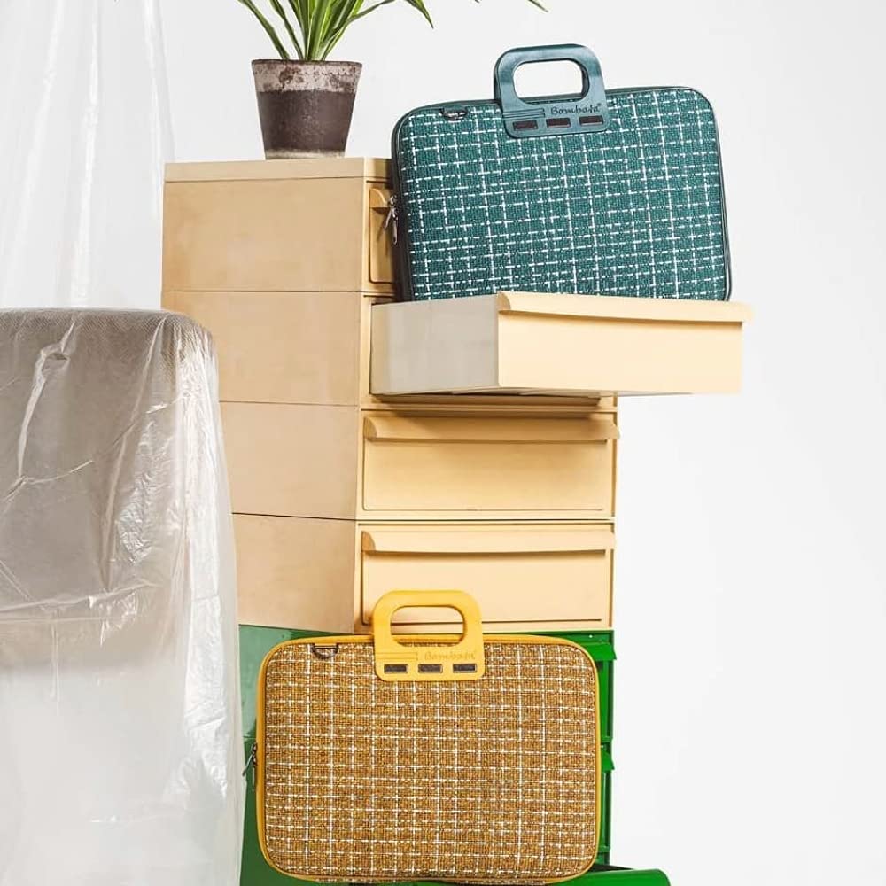 Bombata Tweed - Borsa Porta Computer con Tracolla, Elegante e Funzionale, Unisex, 100% Vegan, per Professionisti e Studenti, Giallo - 15.6/16 Pollici
