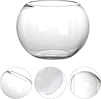 Vista 7 de ERINGOGO Jarrón de vidrio redondo de vidrio para peces, cuenco de acuario transparente para pecera Betta Goldfish Flower Florero de centro de mesa