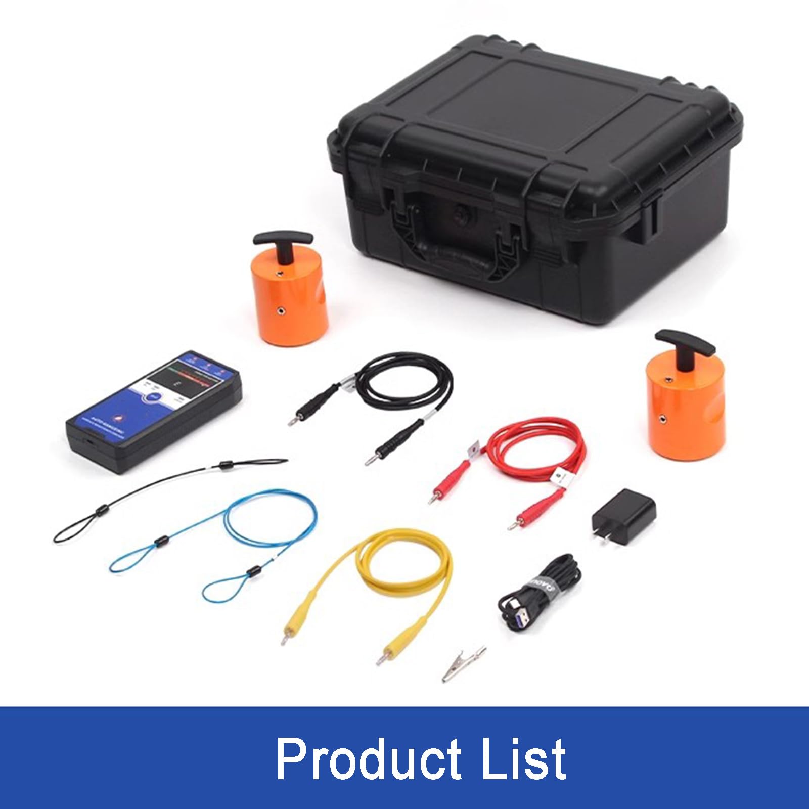 Medidor De Resistencia Superficial, Probador De Resistividad Antiestático, con 2 Martillos Pesados, Cables De Prueba, Pantalla LCD, Rango Automático, para Recubrimientos