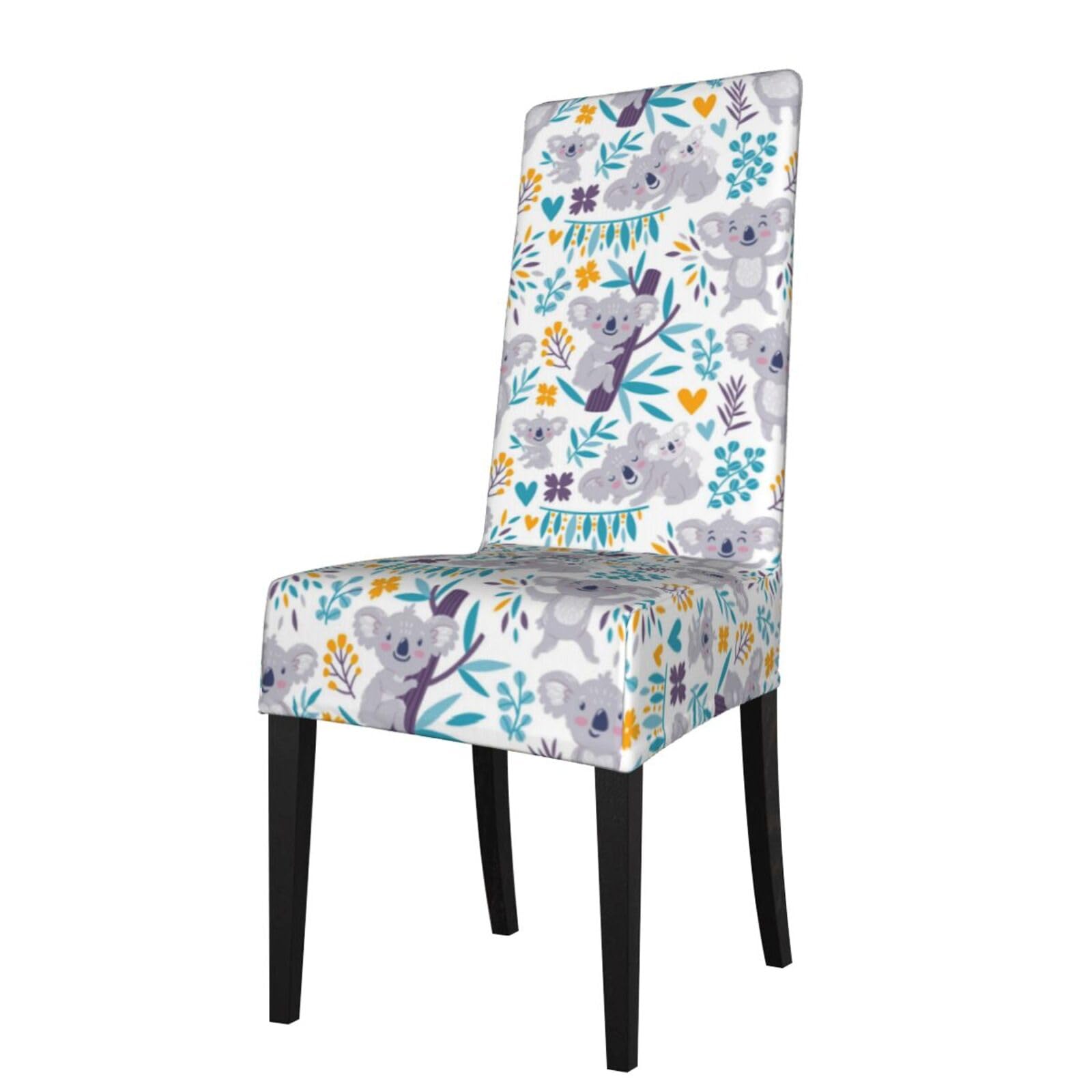 Lkymoh As Picture Cute Koala Bears And Floral, Chair Covers Stretch Chair Slipcovers For Dining Room, For Party Pet Protection Universal Fit Soft Polyester