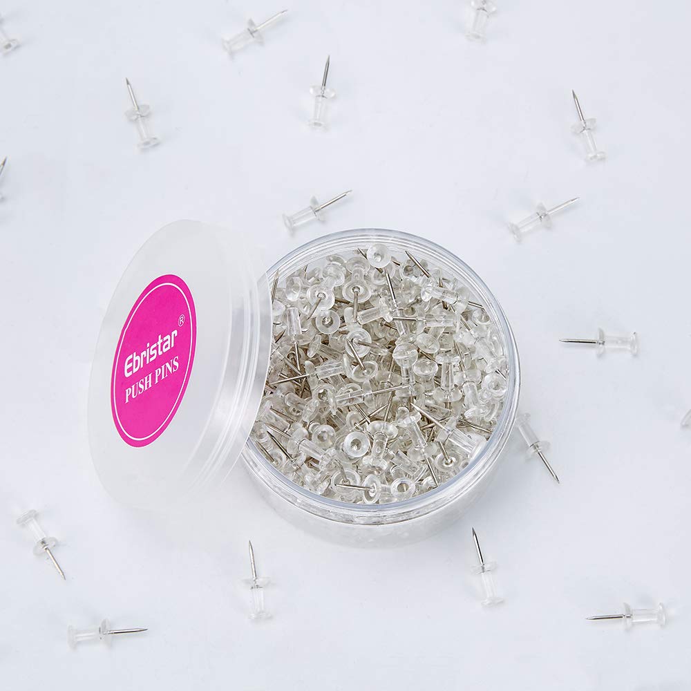 Push Pins, Clear Plastic Head, Steel Point, Decorative Map Thumb Tacks, 400-Count