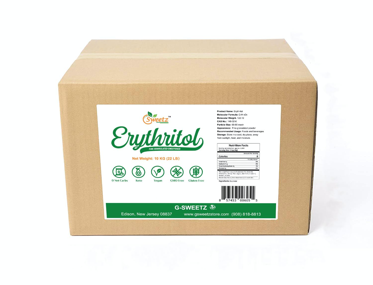 Erythritol All Purpose Sweetener; Total Servings 1250; Zero Calorie Sweetener, Sugar-Free Substitute for Baking, Smoothies, Coffee; Low Carb Keto Diet Friendly Food | 10-KG (22-LB)