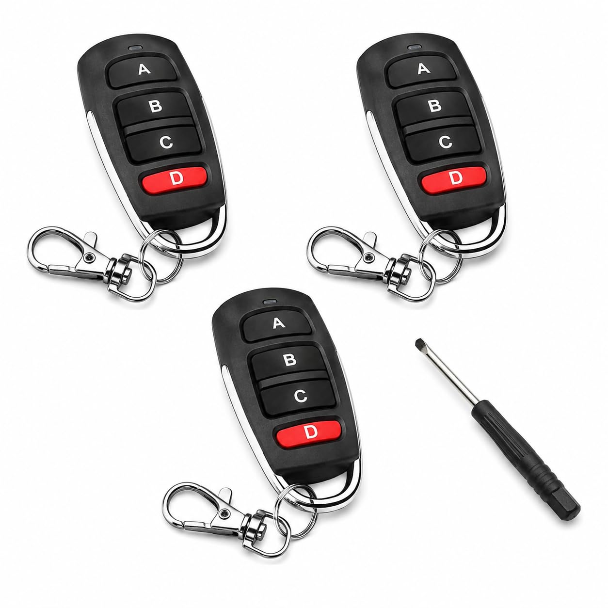 3-Pack Universal Garage Door Remote Control Key Fob with Screwdriver