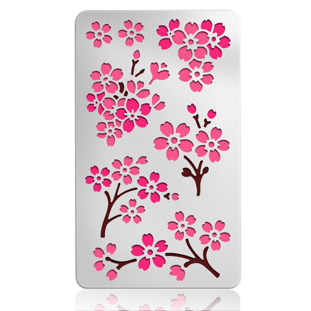 UNICRAFTALE Cherry Blossom Stencils Painting on Wood Wall Reusable Flower Stencil Stainless Steel Drawing Templates Cherry Blossom Branch Stencil for Home Decor Painting and DIY Projects