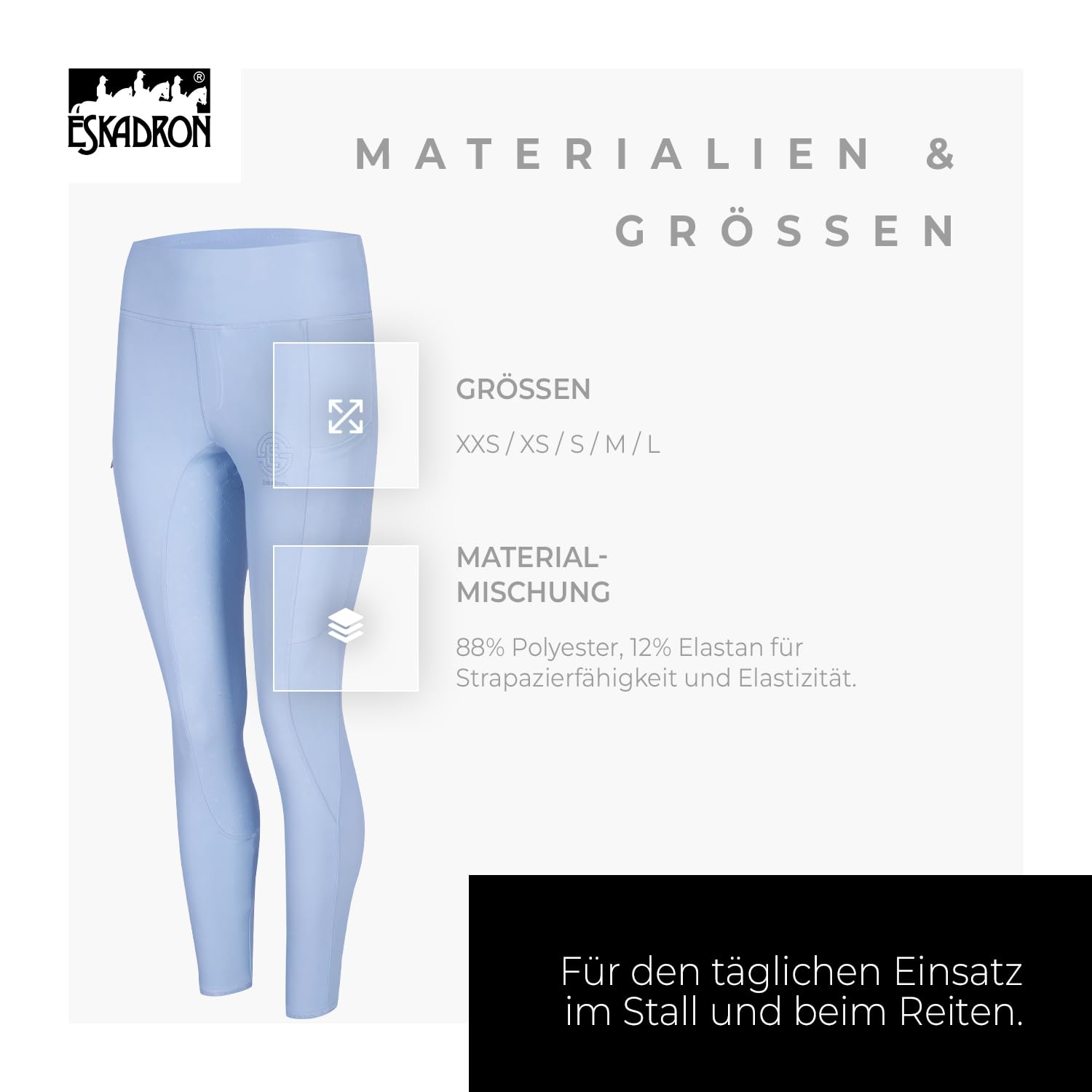 Eskadron Reithose Riding Tight PRO | Reithose Fullgrip | Sommerreithose leicht & atmungsaktiv | Reitleggings mit Handytaschen | Widerstandsfähige Reiterhose