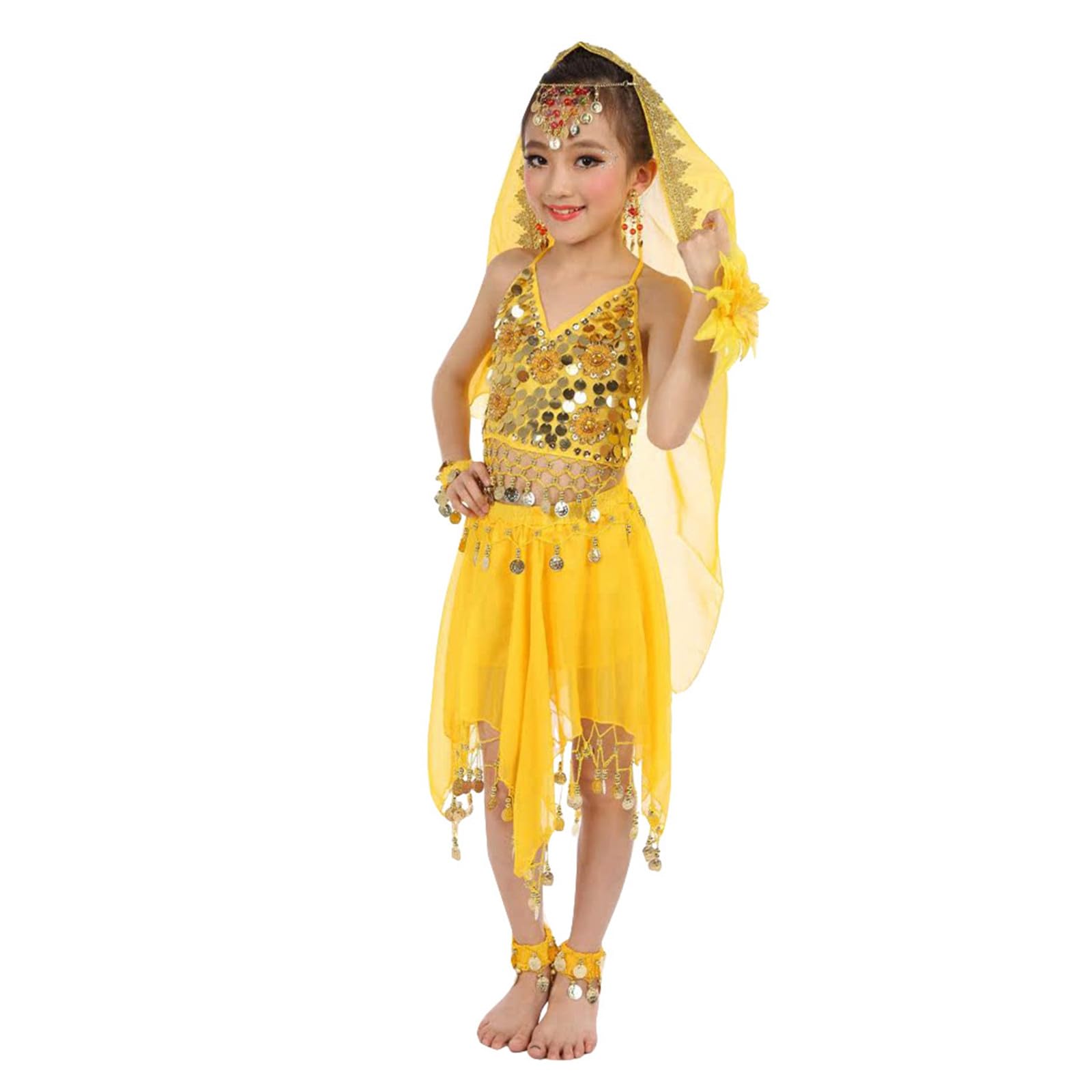 Conjunto de Danza Oriental Infantil Que Evita Rozaduras en Actuaciones y Fiestas de Disfraces 5