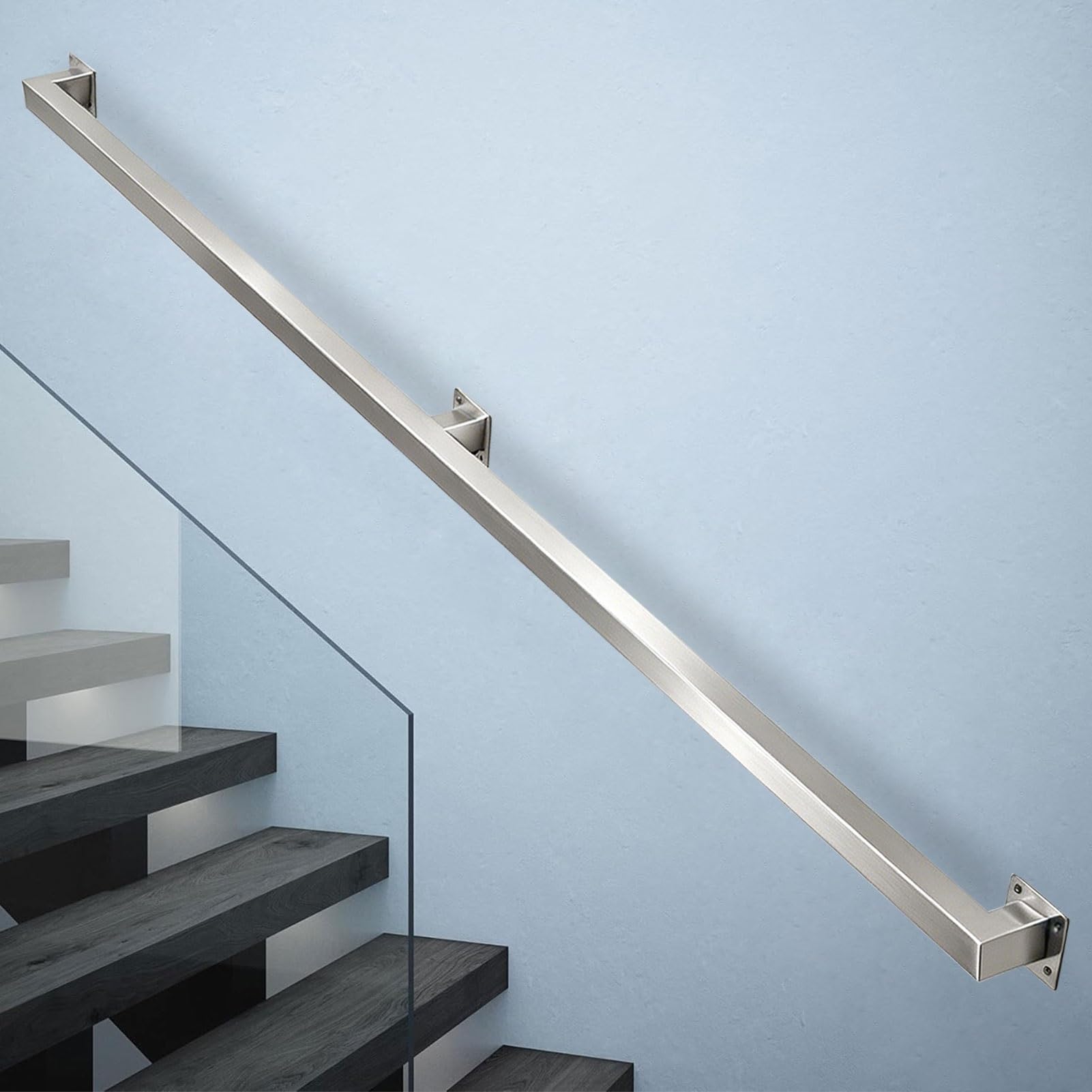 Handrails for Stairs, Stainless Steel Banister Handrail Indoor Outdoor Hand Rails for Stairs, Non-Slip Grab Bar Stair Hand Rails with Wall Mounted Fittings(17ft/510cm)